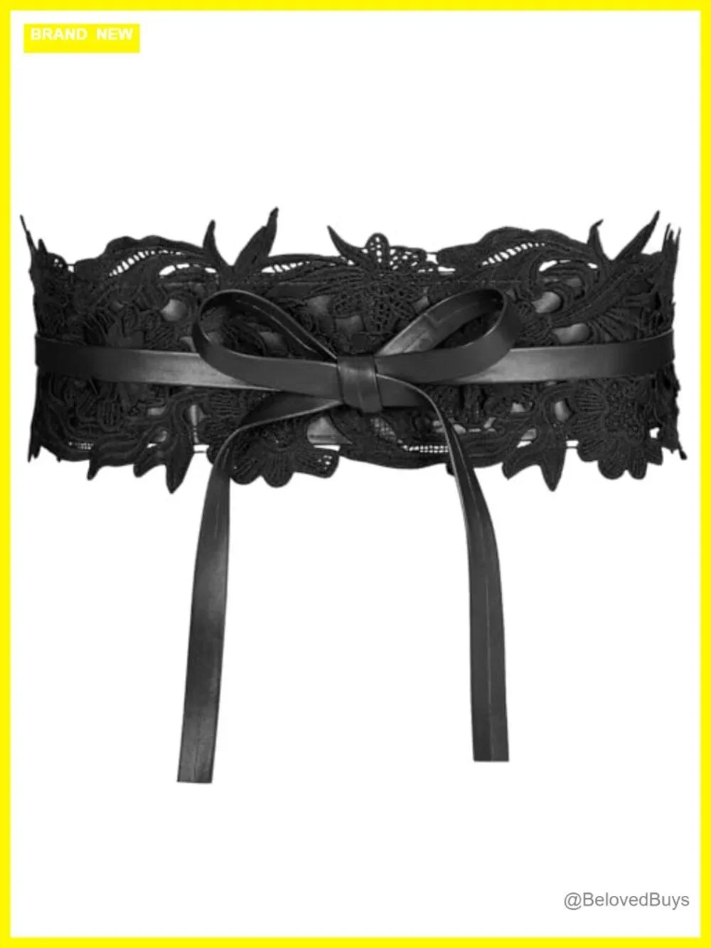 Women's Wide Corset Waist Belt with Bowknot - Faux Leather & Lace